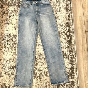 Split Leg High Waist Mom Jeans